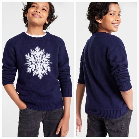 🩵NWT Charter Club Holiday Lane White Fuzzy Snowflake Sweater Youth XLarge - Picture 2 of 10